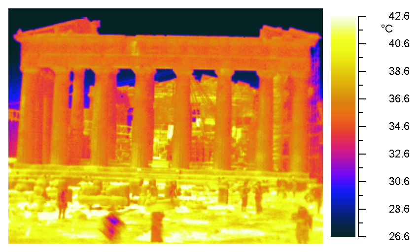 Immagine termica del Partenone ad Atene